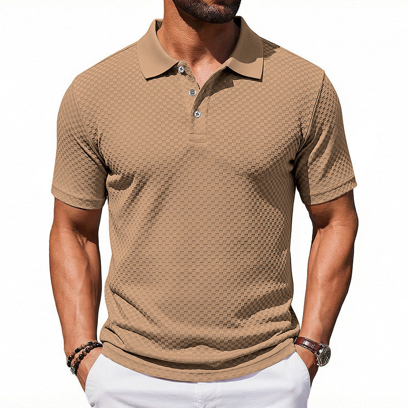 2026 Men's Checkered Polo Shirt Breathable Casual Collar T-shirt