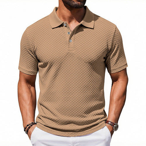 2026 Men's Checkered Polo Shirt Breathable Casual Collar T-shirt