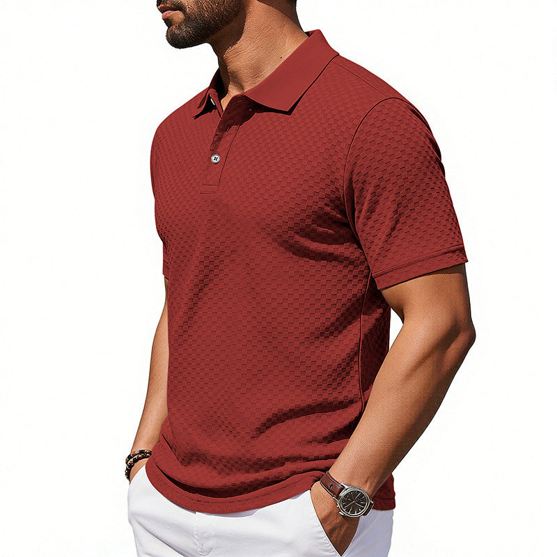 2026 Men's Checkered Polo Shirt Breathable Casual Collar T-shirt