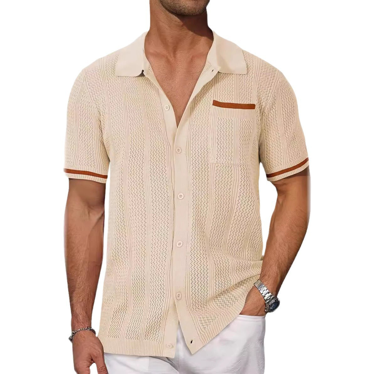 New model of mesh-ventilated short-sleeved shirt