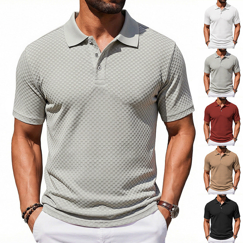 2026 Men's Checkered Polo Shirt Breathable Casual Collar T-shirt