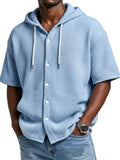 2026 New Style Men Daily Casual Waffle Hooded Short-Sleeved T-Shirt