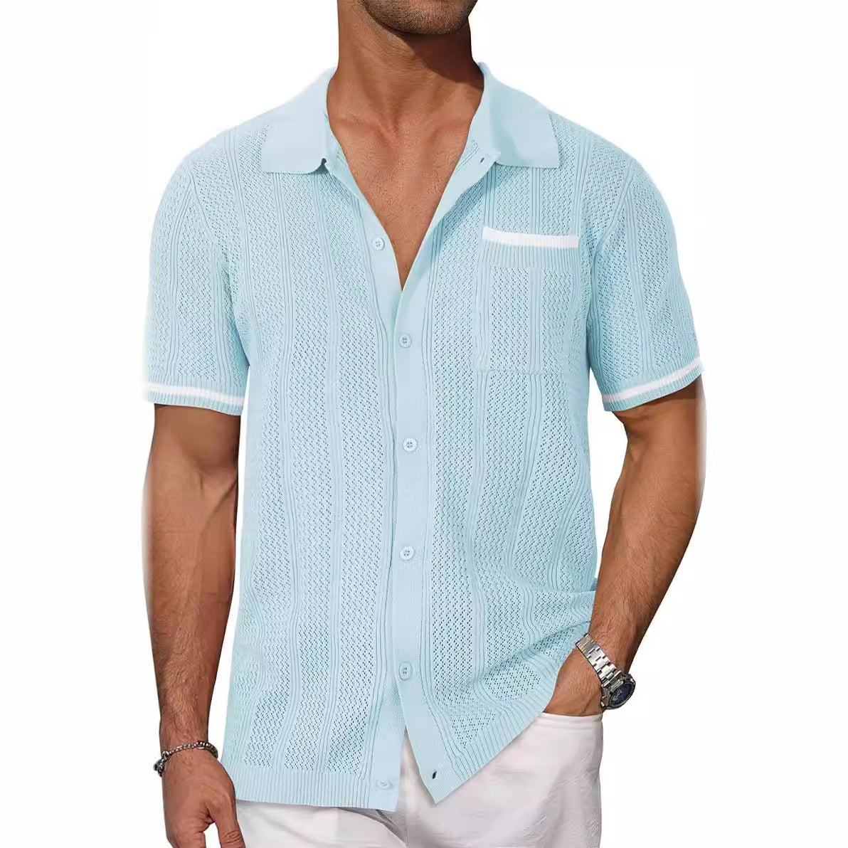 New model of mesh-ventilated short-sleeved shirt