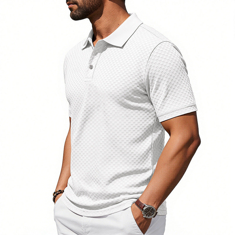 2026 Men's Checkered Polo Shirt Breathable Casual Collar T-shirt