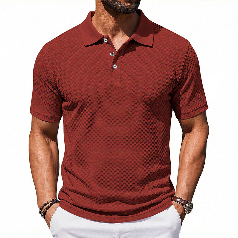 2026 Men's Checkered Polo Shirt Breathable Casual Collar T-shirt